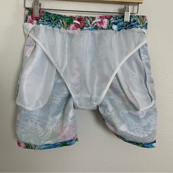 Franks Swim Trunks Mesh Lined Men’s M Pockets Boardshorts Logo Hibiscus Aloha - Picture 8 of 13